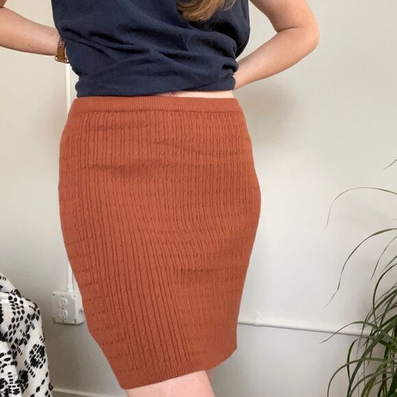 BB Dakota Steve Madden Cable Knit Rust Orange Mini Skirt M NWT - Picture 7 of 15